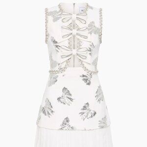 Rebecca Valance Valor Bow Pleated Minidress